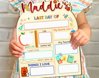 Personalized First And Last Day Of School Sign, Reusable Dry Erase Board, Back To School Gifts