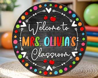 Personalized Teacher Door Hanger, Custom Name Sign