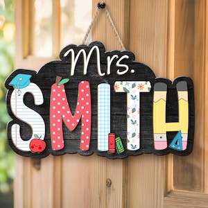Personalized Teacher Door Sign Gifts, Teacher Front Door Decor, Custom Teacher Back To School Sign Gifts, Teacher Appreciation Week Gift