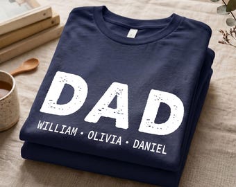 Custom Dad Shirt With Kids Name, Father's Day Shirt Gifts For Husband, Dad Gift From Daughter Son
