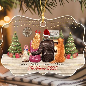 Personalized Couple With Pets Ornament 2025, Custom Family Couple With Dog And Cat Christmas Ornament, Custom Couple Christmas Keepsake