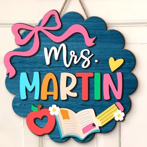Custom Teacher Door Hanger Gifts, Personalized Teacher Door Sign, Welcome To Classroom Sign, Custom Teacher Back To School Sign Gifts