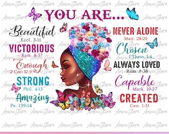 African American Women PNG Design, You Are Beautiful Melanin Lady PNG Design For Sublimation