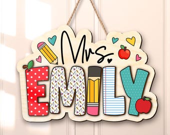 Personalized Teacher Door Sign Gifts, Custom Teacher Name Sign, Back To School Gift