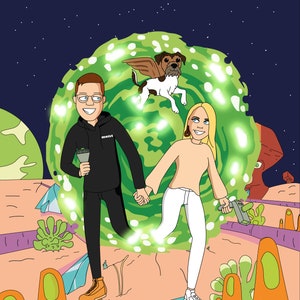 Rick n Morty Custom Portrait, Rick n Morty portrait, Rick n Morty, Custom Rick n Morty, R and M poster, Custom portrait, Couple Portrait,