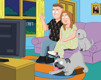 Family Guy Custom Portrait, Family Guy portrait, Family Guy, Custom Family Guy, Family Guy poster, Custom portrait, Couple Portrait, Cartoon