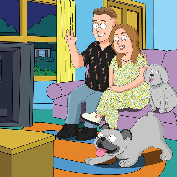 Family Guy Custom Portrait, Family Guy portrait, Family Guy, Custom Family Guy, Family Guy poster, Custom portrait, Couple Portrait, Cartoon