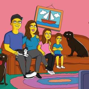 Retrato dos Simpsons, desenho personalizado dos simpsons, deixe-me amarelo, ideia de presente para homem, presente para pais, retrato de casal simpson, amarelo, presente para ele