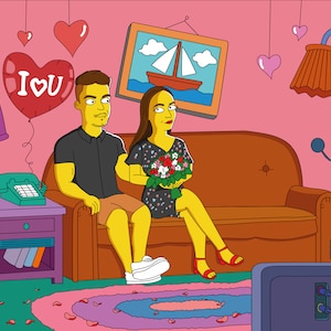 Valentine's Day Gift, Cartoon Style Portrait, Couple Portrait, Couple Gifts, Anniversary Gifts, Family Portrait, Boyfriend Gifts, Simpsonize
