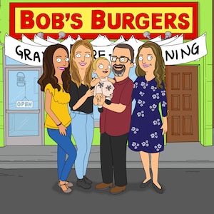 Custom Bob's burgers, Bobs burger portrait, Bob's burgers Custom Portrait, Bob burgers, Bobs burgers poster, Couple Portrait, Bobs portrait