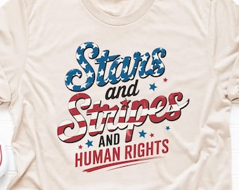 Maglietta a stelle e strisce per i diritti umani: femminista retrò per il 4 luglio