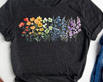 Wildflower LGBT Shirt, Watercolor Wildflowers Shirt, Pride Month Shirt, Gay Pride Shirt, Lesbian Pride Shirt, Lgbt Support Shirt
