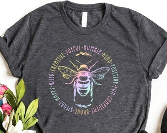 Bee Happy Shirt: Inspirational Positive Quote Graphic Tee