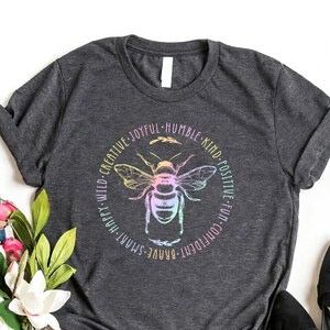 Bee Happy Shirt: Inspirational Positive Quote Graphic Tee