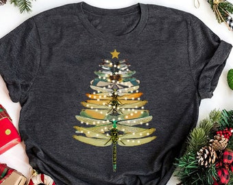 Dragonfly Christmas Tree Shirt: Vintage Insect Lover Gift