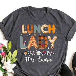 Gepersonaliseerde lunch damesherfst-T-shirt: terug naar schoolcadeau