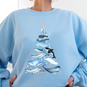 Whale Christmas Tree Shirt: Ocean Animal Holiday Tee