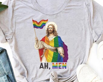 LGBTQ Rights Cotton T-Shirt: Jesus Gay Pride Month Shirt