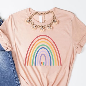 Pride Rainbow Heart Shirt - LGBTQ Pride Month Cotton Tee