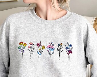 Floral LGBTQ Pride Shirt: Queer Ally Cotton Tee