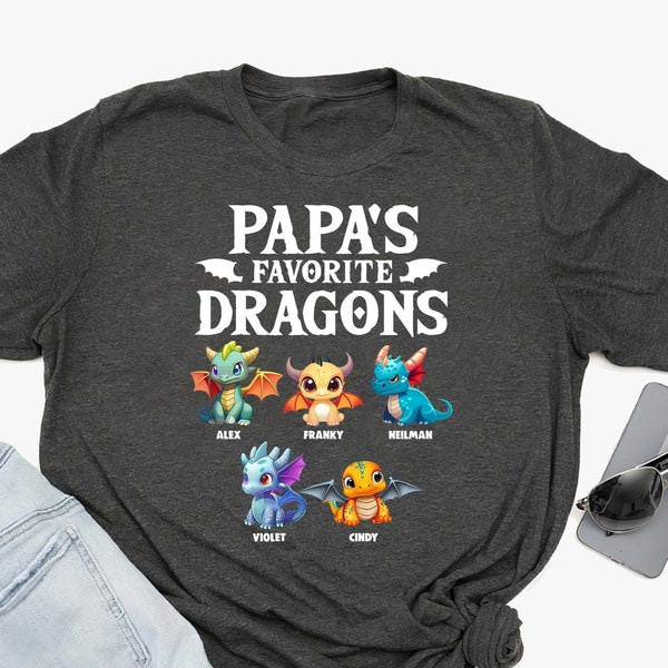 Father's Day Shirt, Father of Dragon, Grandpa Dragons Shirt, Personalized Grandpa With Kids Name Shirt