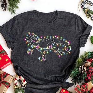 Bearded Dragon Christmas Lights Shirt: Lizard Lover Xmas Tee