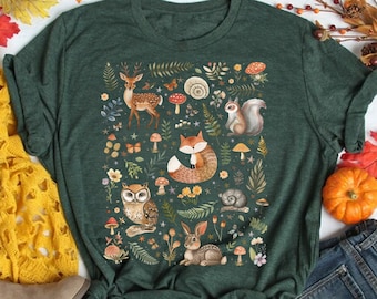Cottagecore Forest Animals Shirt: Retro Fall Nature Tee