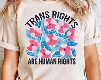 Transpersoners rättigheter är mänskliga rättigheter-tröja: HBTQ-tröja med vildblommor