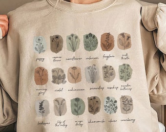 Botanical Wild Flowers Shirt: Gardener Floral Cotton Tee