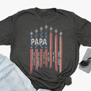 Papa Fighter Jet US Flag Shirt: Grandpa 4th of July Gift