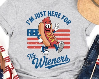 Just Here For The Wieners 4th of July Cotton Shirt