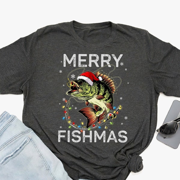 Merry Fishmas Men Shirt, Fish Christmas Shirt, Fishing Lover Shirt, Christmas Gift For Fisher