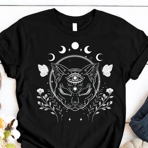 Chemise de sorcière chat wicca, chemise de sorcière, sorcellerie, occulte, vêtements païens