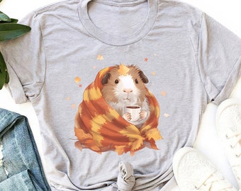 Autumn Guinea Pig Cotton T-Shirt, Blanket Design