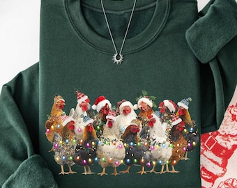 Camiseta navideña con pollitos, suéter navideño con animales de granja