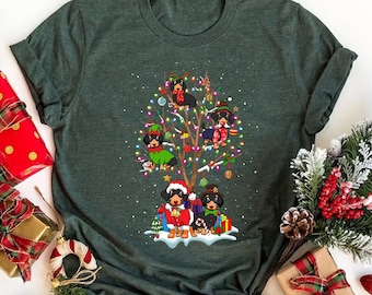Camiseta de árbol de Navidad con perro salchicha: regalo para amantes de los perros