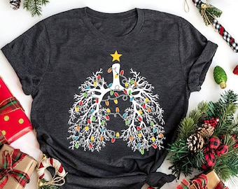 Respiratory Therapist Christmas Lung T-Shirt: RT Nurse Crew 2023