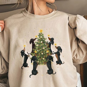 Dachshund Christmas Tree Shirt, Vintage Dachshund Shirt, Dachshund Christmas Shirt