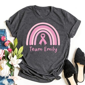 Camiseta personalizada de conscientização sobre o câncer de mama: camiseta de apoio da equipe