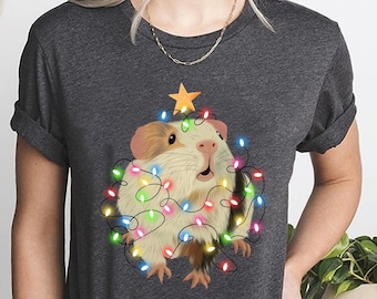 Guinea Pig Christmas Lights Shirt, Cute Holiday Gift