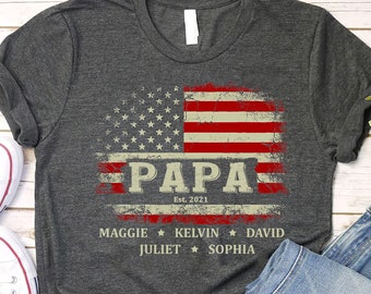 Amerikanische Flagge Papa Est. Shirt, Vatertagsgeschenk