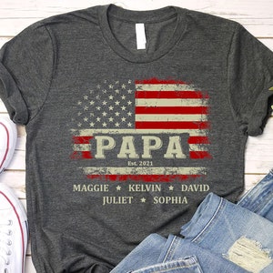 Camiseta Papa Est, Camiseta com Bandeira Americana dos EUA, Ideia de Presente para o Dia dos Pais, Feliz 4 de Julho