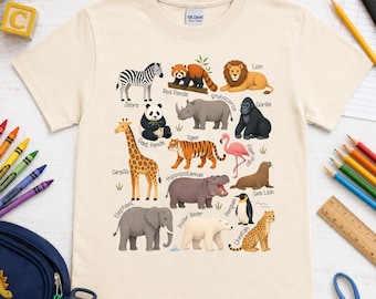 Kids Zoo Animal Shirt, Safari Graphic Tee, Educational Animal T-Shirt
