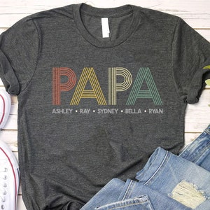 Personalized Grandpa Shirt with Kids Name Shirt, Fathers Day Shirt, Personalized Papa Shirt, Vintage Papa Shirt, Dad Shirt