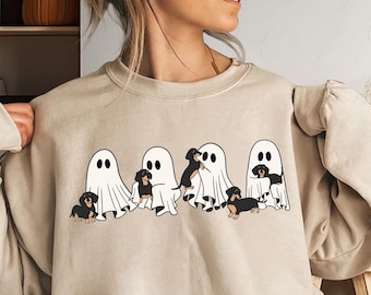 Ghost Dachshund Halloween T-Shirt, Dog Lover Gift