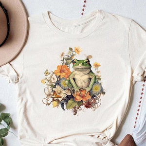 Flower Frog Retro Shirt, Cute Frog Shirt, Hippie Vibes Shirt, Frog Shirt, Gift For Women