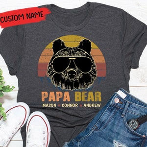 Papa Bear Shirt, Personalized Papa Shirt, Dad Shirt, Husband Present, Father&#39;s Day Gift, Gift  for Him, Gift for Father