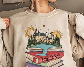 Book Lover Shirt: Vintage Castle Reading Books Tee