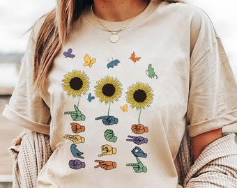 Be Kind Sunflower ASL Shirt, Sign Language Teacher Shirt