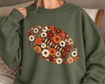 Floral Football Mom Shirt, Game Day Bloom Tee, Touchdown Season Sports Lover Gift